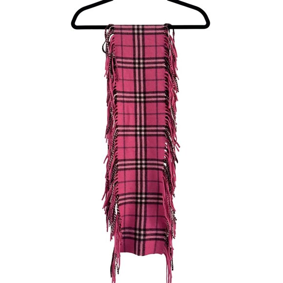 Burberry London Pink Plaid/Check Pattern 100% Cashmere Scarf 51" Long - Picture 1 of 5